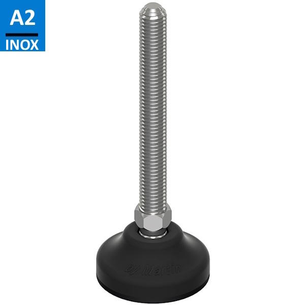 Martin Piede INOX A2 Base Plastica Snodato 30° Antiscivolo D.MM 50 M10/M12/M14 - MARTIN
